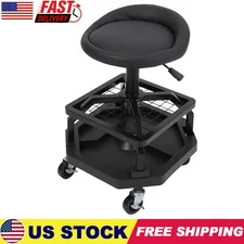 Mechanics Shop Stool Rolling Swivel Creeper Seat Adjustable Chair Tool Garage