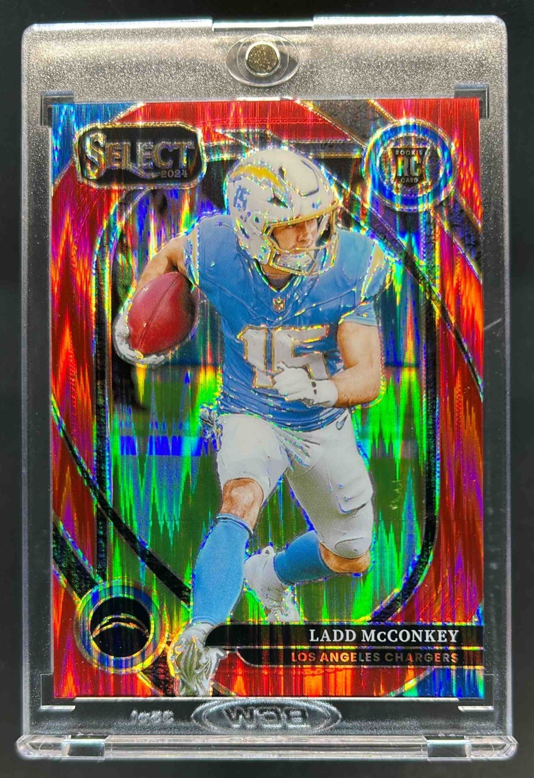2024 Select Ladd McConkey Club Red Prizm Shock RC #/249 Chargers