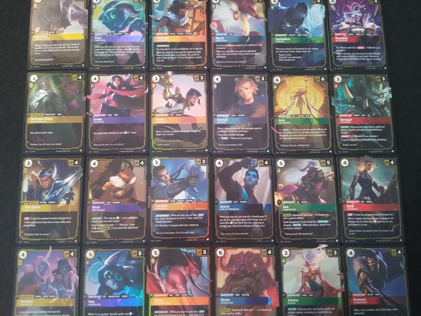 RIFTBOUND LEAGUE OF LEGENDS SPIRITFORGED 24 CARD CHAMPION UNIT RARE FOILS SET