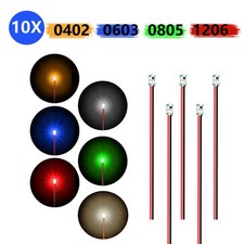 10X Wired Micro LED Pre-Soldered 0402,0603, 0805,1206  Copper Wire Lights