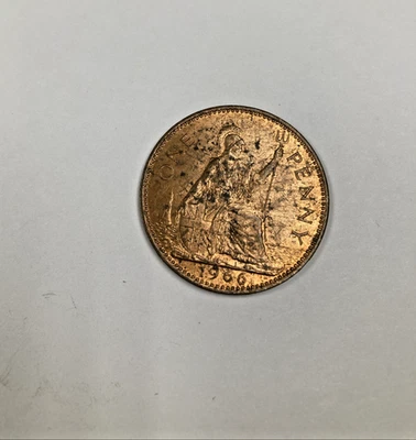 1966 Great Britain 1 Penny  Minimal Wear DARK TONING BRONZE 9.4G  31MM LUSTRE - Image 1 of 4