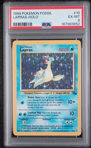 1999 POKEMON FOSSIL #10 LAPRAS-HOLO PSA 6