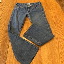 True Religion Bobby Womens Jeans Blue Med Wash Tag Size 30 Bootcut Flare EUC
