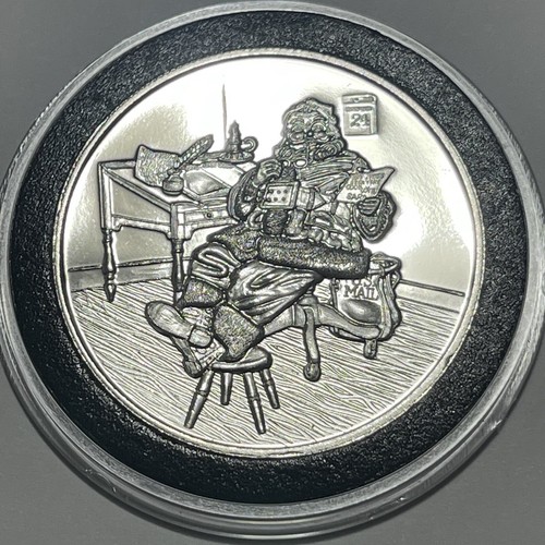 Merry Christmas Santa Claus Proof Rare Coin 1 Troy Oz .999 Fine Silver Round 999 - Picture 13 of 13
