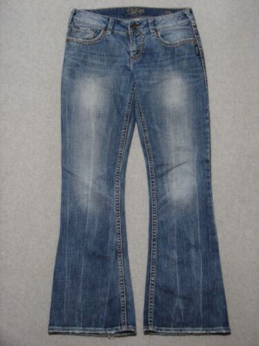 RE15424 **SILVER** AIKO FLARE WOMENS JEANS sz28x31