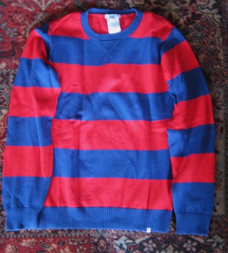 JACADI: BOY’S RED & BLUE COTTON STRIPED SWEATER – 12Y - Picture 3 of 9
