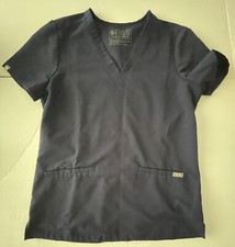Figs Scrubs Top XS Navy Blue Technical Collection V Neck Medical Nurse Shirt