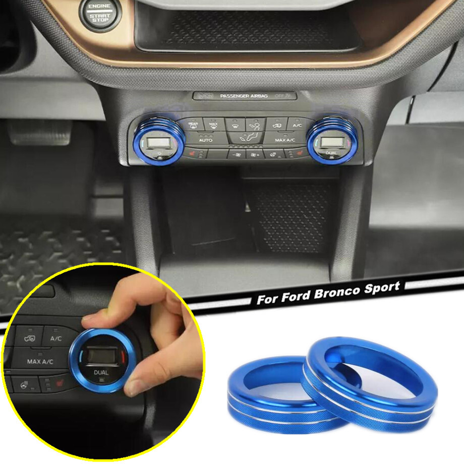 Car AC Switch Knob Cover Trim Ring For Ford Bronco Sport 21-24 Accessories Blue