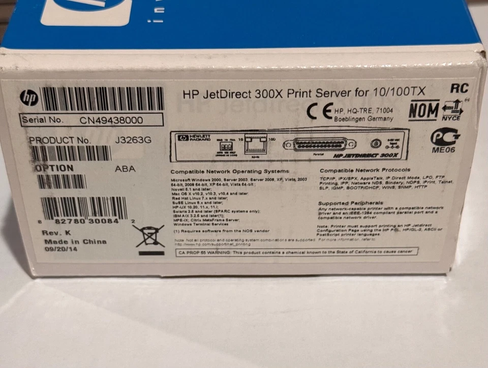 New HP Jetdirect 300x External Print Server for 10/100TX J3263G - Image 3 of 4