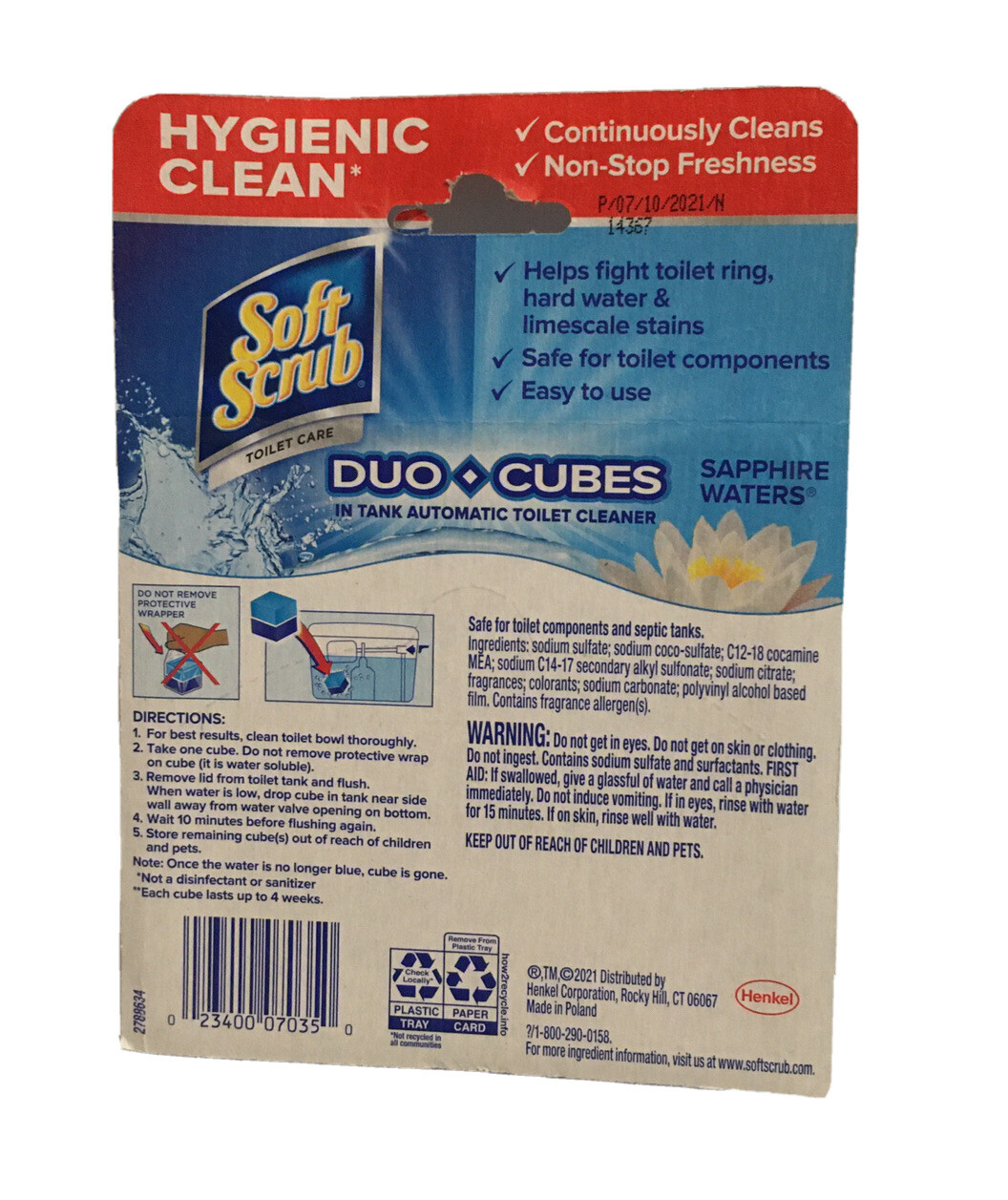 SOFT SCRUB (SAPPHIRE WATERS) TOILET CLEANER (1 DUO*CUBES) LASTS UP TO 4