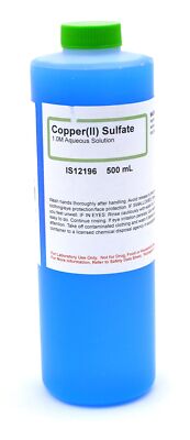 1M Copper II Sulfate Solution 500mL Laboratory Grade Reagent for Experiments