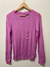 TM023 NWT TOMMY HILFIGER CREW NECK CABLE WOMEN SWEATER SIZE M 54.50