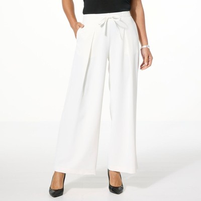 Wynne Layers Drapey Twill Front Pleat Pant Plus Size 2X Elastic Waist Cloud Chic