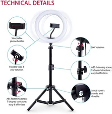 Light Ring w controller, Tripod w/Phone Holder & Grn Screen - for making videos!