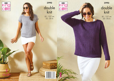 King Cole Damen DK Strickmuster Chevron Muster Pullover & Top 5990
