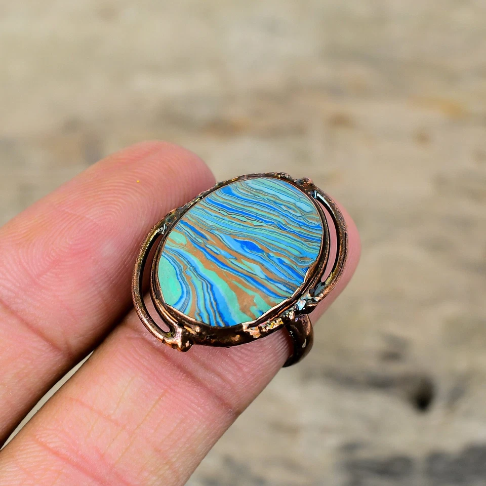 Anillo Ajustable Electroformado Calsilice Arco Iris Tamaño Ajustable Cobre Foto 4 de 4