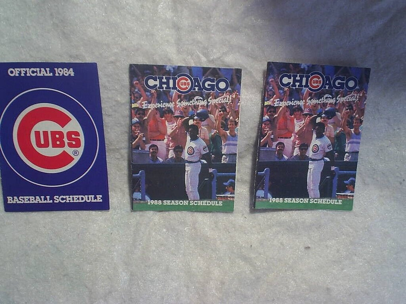1-1984, 2-1988 CHICAGO CUBS BASEBALL SCHEDULES LOT, Andre Dawson, old style beer