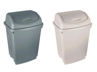 Swing Bin 12 Litre - Taupe and Silver | Compact Waste Bin for Kitchen, Bathroom