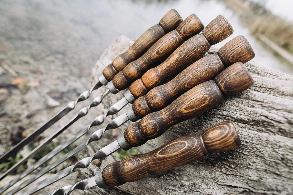 6 Stainless Steel Skewers 29" Shashlyk Mangal Sturdy Shampur Skewers - Image 3 of 4