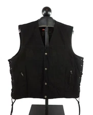 Black Denim Motorcycle Vest by Daniel Smart Concealed Carry Mens XL