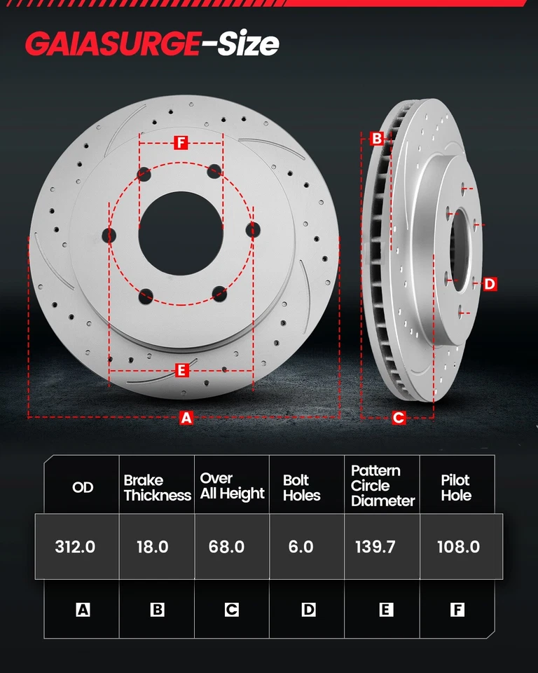 Front Rear Drilled Slotted Rotors Ceramic Brake Pads for 10-14 Toyota FJ Cruiser Foto 4 de 4