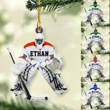 Custom Hockey Goalie Christmas Ornament, Personalized Hockey Christmas Ornament