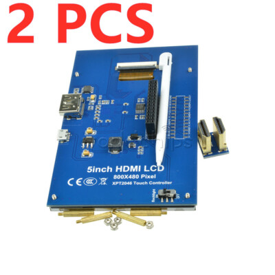 2PCS 5'' inch 800x480 LCD Display HDMI Touch Screen for Raspberry Pi Pi2 B+ A