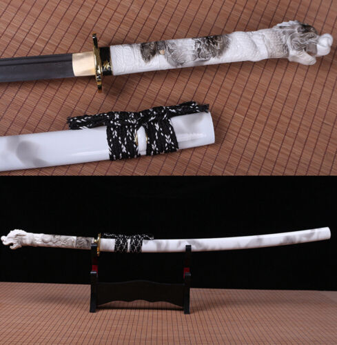 Hand Forge Damascus Folded Steel Katana Japanese Samurai Sword Full Tang battle - Foto 1 di 7