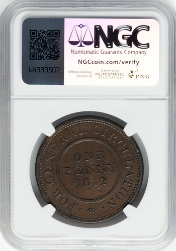 Great Britain - 1812 Birmingham & Warwickshire Penny Token - NGC MS63 BN - NICE! - Picture 2 of 2