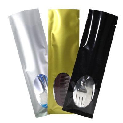 100 Flat Glossy Open Top Mylar Bags Pouches with Window Variety Colors 6x20cm