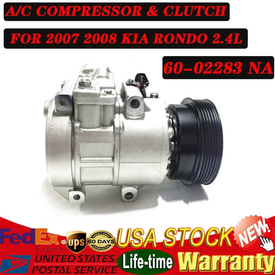 Se adapta a Kia Rondo EX LX 2007 2008 Wagon compresor de aire acondicionado de 2,7 L con embrague 97701-1D200 Foto 2 de 4