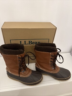 Mens LL Bean Snow Boots with Tumbled Leather Size 7M