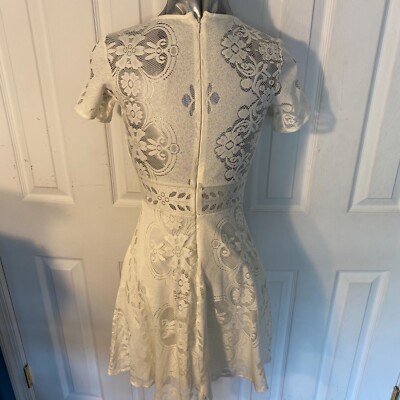 topshop cream dress with flowers NEW TOPSHOP Red Cream LARGE FLORAL Satin PUFF SLEEVE Cutout Back MINI DRESS US 2