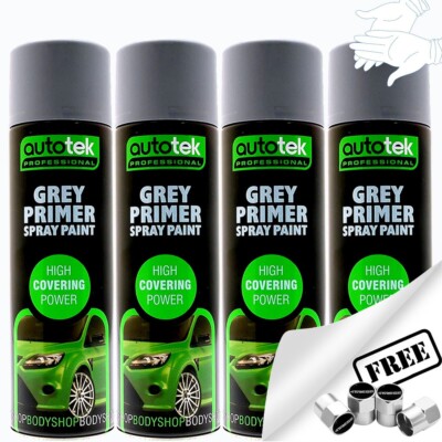 4x Autotek GRAU GRUNDIERUNG Aerosol Sprühfarbe Profi hohe Deckkraft + G + CP