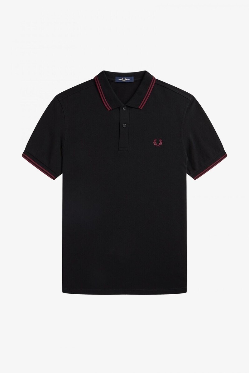 FRED PERRY/フレッドペリー/TWIN TIPPED FRED PERR Fred Perry Slim Fit Twin Tipped Polo Black / Tawny Port | eBay
