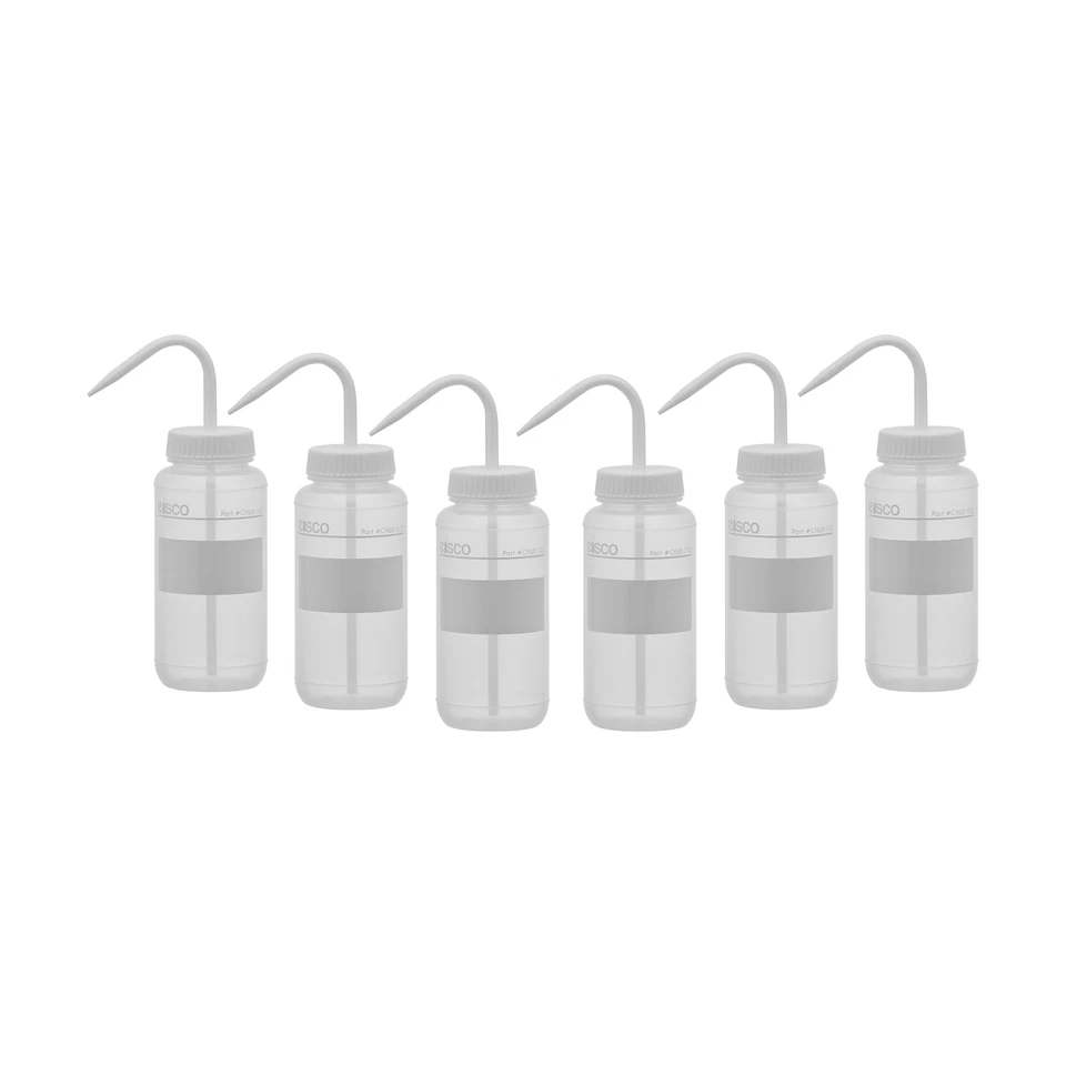 6PK Chemical Wash Bottle, No Label, 500ml - Wide Mouth, LDPE - Eisco Labs