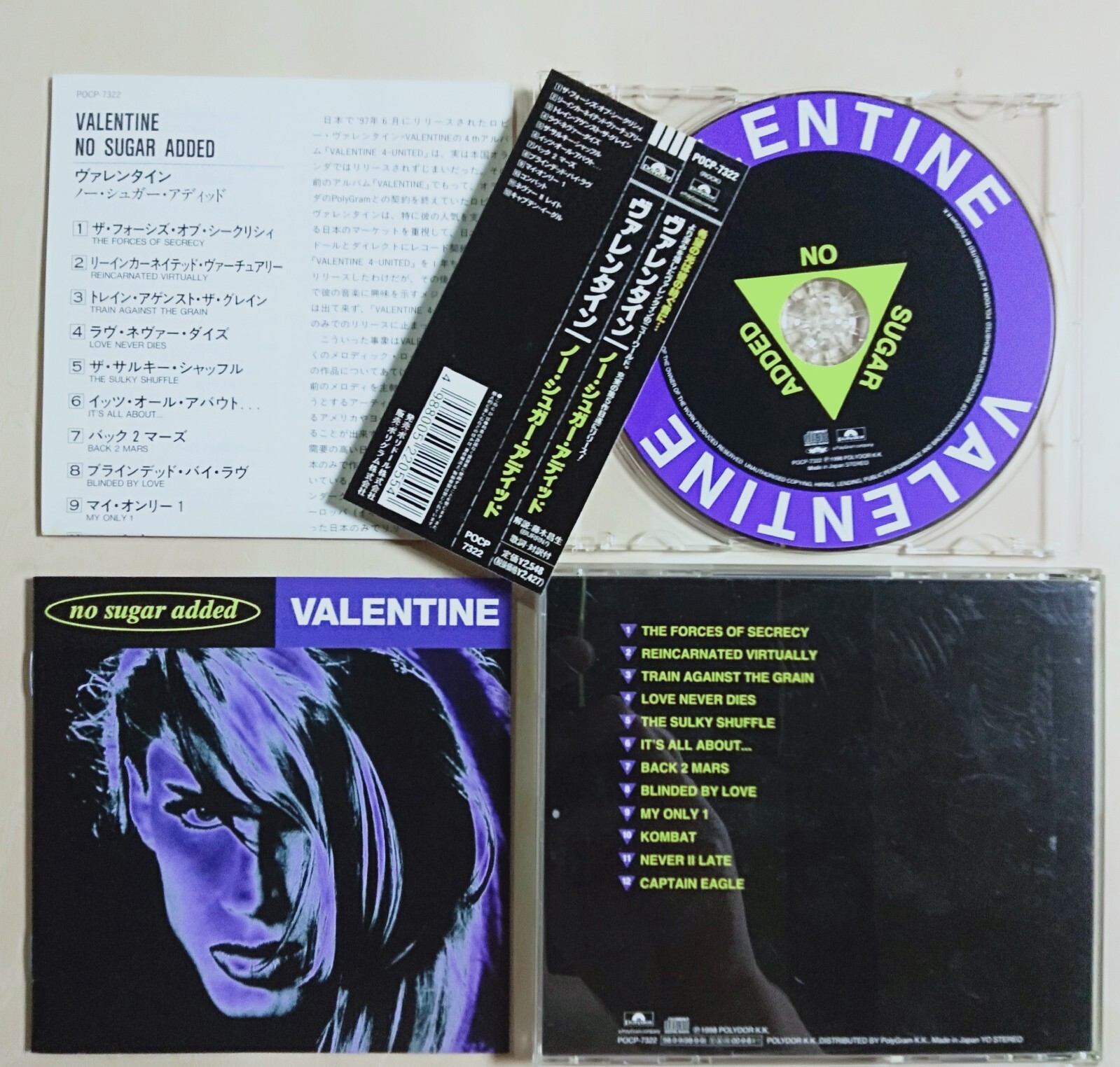 VALENTINE (a.k.a. ROBBY VALENTINE) - No Sugar Added - 1998 JAPAN CD OBI ~