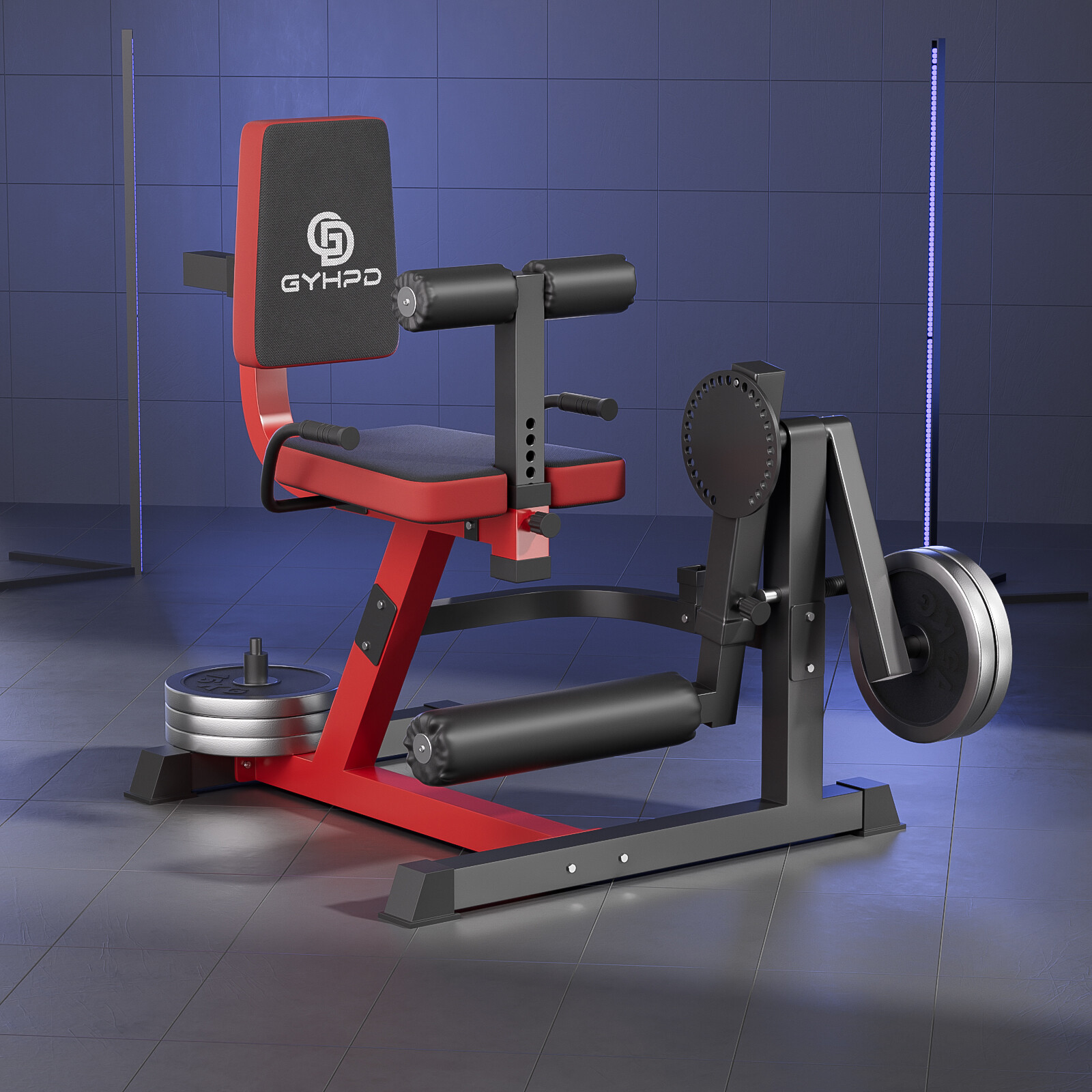 Máquina de extensión y rizo ajustable de piernas placa cargada banco de ejercicio de piernas entrenamiento