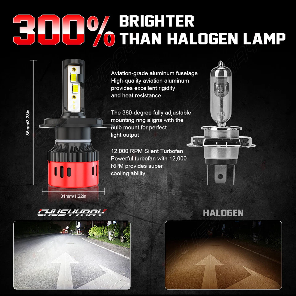 for 1959-1966 Jeep CJ3 7" Inch Round Sealed Beam Glass Headlights H4 Bulbs H6024 - Image 3 of 4