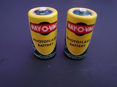 Vtg pair RAYOVAC Photoflash Batteries 110 V- C Size Cell USA Ray-O-Vac DISPLAY *
