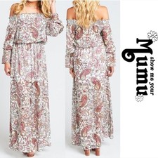 Show Me Your MuMu Paisley Off Shoulder Maxi Dress Boho Size XL