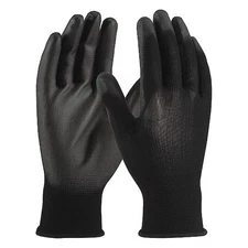 Pip 33-B115 Coated Gloves, Polyurethane, Smooth, Palm, 1 Abrasion Level, Black,