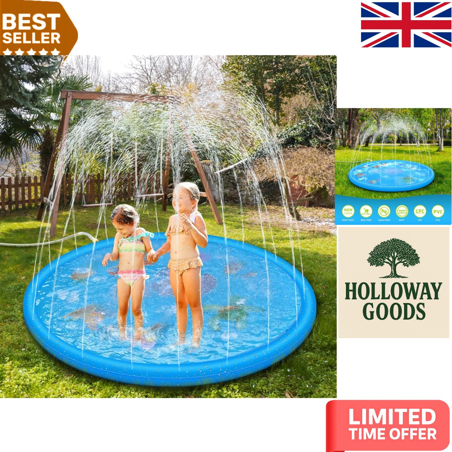 Outdoor Water Sprinkler Pad for Kids | 170 cm Splash Play Mat with Cartoon Theme