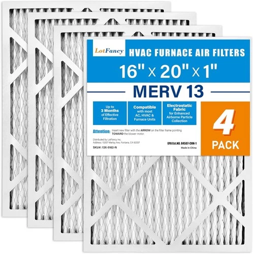 4 Pack 16x20x1 Air Filter MERV 13 Electrostatic Pleated HVAC Furnace Air Filter