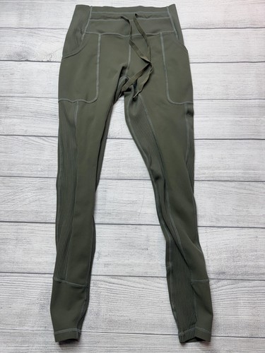 Glyder Leggings Womens Medium Green Ankle Drawstring Pockets Yoga Athletic Pants