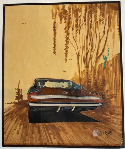 ORIGINAL MOPAR CONCEPT CAR ART CHRYSLER DODGE CHARGER CARL CAMERON 7/15/63 RARE