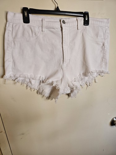 Judy Blue White Cutoff Denim Women's High Rise Shorts Plus Size 2XL Festiv - Picture 1 of 6