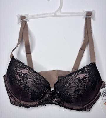 Parisa Palermo Padded Plunge Push-Up Bra 34DD Bittersweet Lace Brown