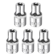 5pcs E-Torx Socket 1/2" Drive E10 Star Socket 1.5" Length 6 Point Spline Sleeve