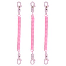 3pcs Retractable Coil Springs Keychain with Plastic Lobster Clasp Pink